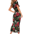 Australia Waratah Flannel Flower Family Matching Short Sleeve Bodycon Dress and Hawaiian Shirt Aussie Native Flowers Seamless Stylized - Aussie Hoodie