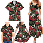 Australia Waratah Flannel Flower Family Matching Summer Maxi Dress and Hawaiian Shirt Aussie Native Flowers Seamless Stylized - Aussie Hoodie