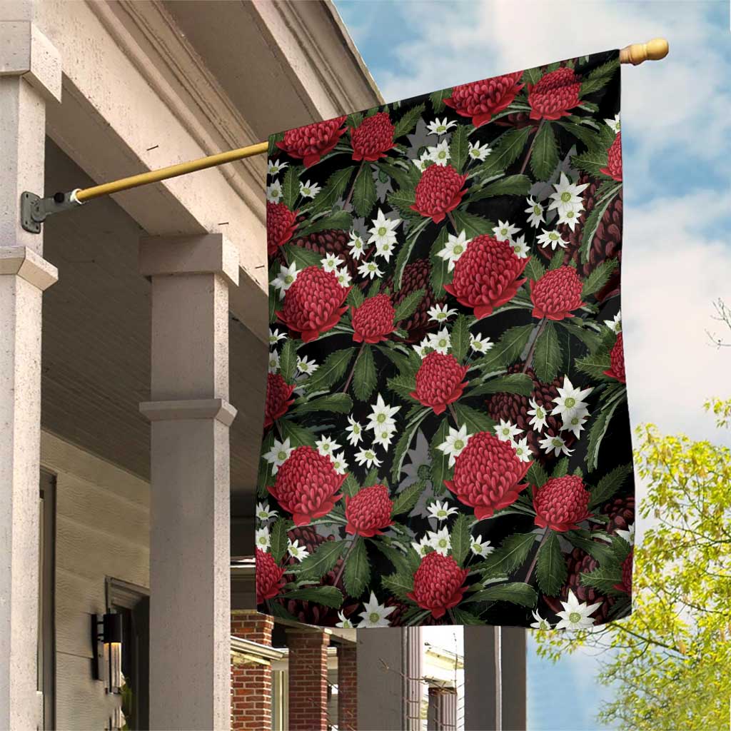 Australia Waratah Flannel Flower Garden Flag Aussie Native Flowers Seamless Stylized - Aussie Hoodie