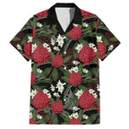 Australia Waratah Flannel Flower Hawaiian Shirt Aussie Native Flowers Seamless Stylized - Aussie Hoodie