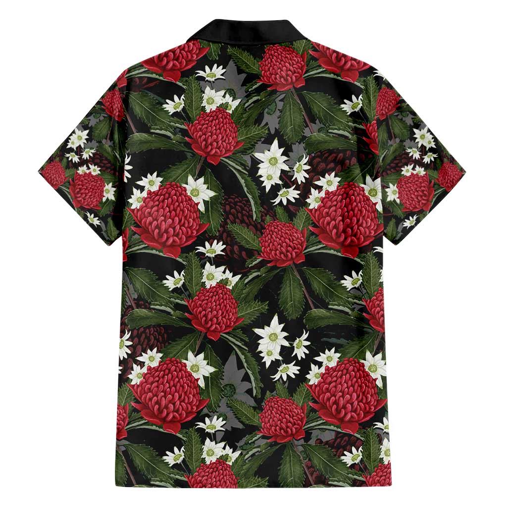 Australia Waratah Flannel Flower Hawaiian Shirt Aussie Native Flowers Seamless Stylized - Aussie Hoodie