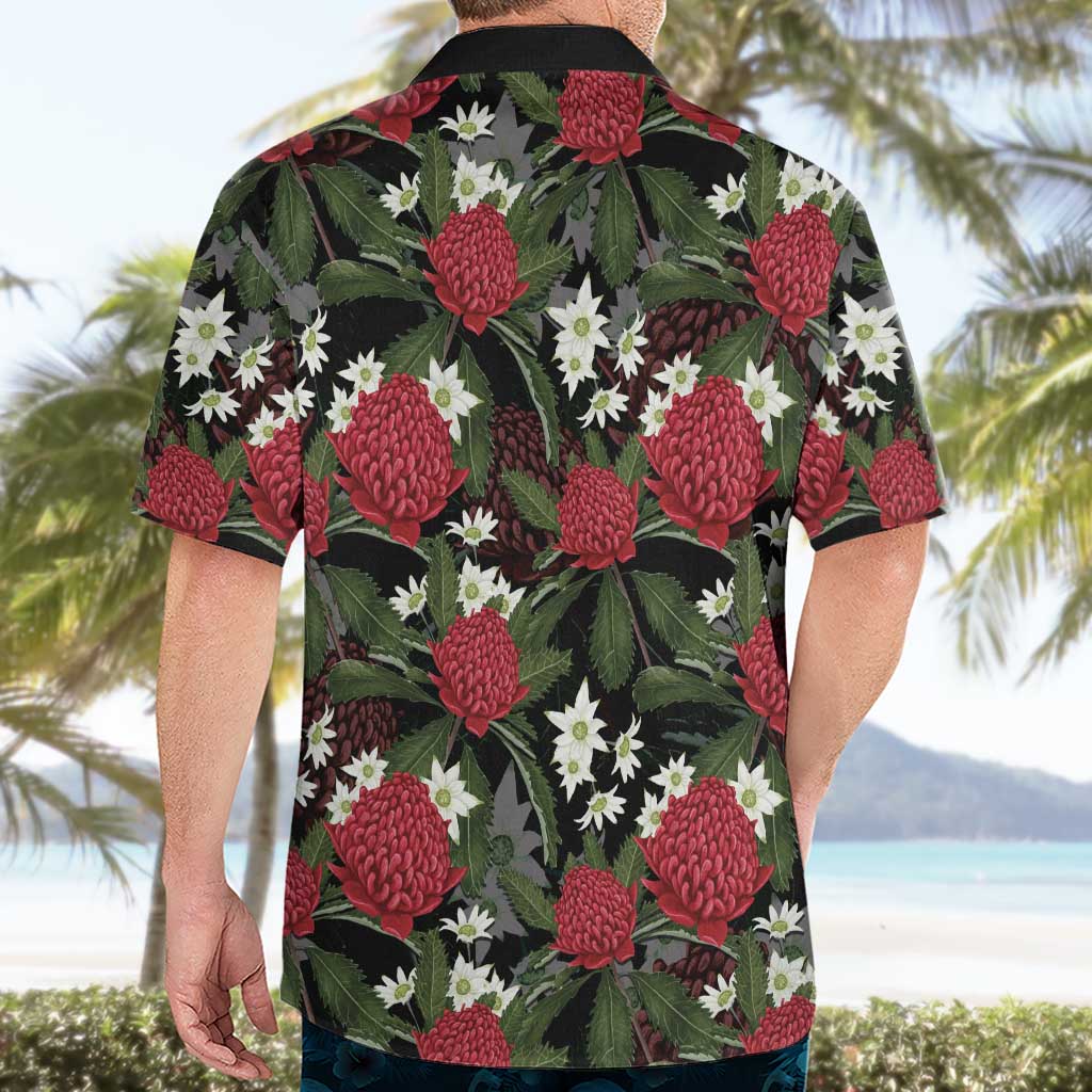 Australia Waratah Flannel Flower Hawaiian Shirt Aussie Native Flowers Seamless Stylized - Aussie Hoodie