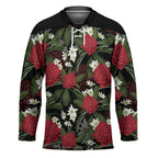 Australia Waratah Flannel Flower Hockey Jersey Aussie Native Flowers Seamless Stylized - Aussie Hoodie