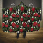 Australia Waratah Flannel Flower Hooded Blanket Aussie Native Flowers Seamless Stylized - Aussie Hoodie