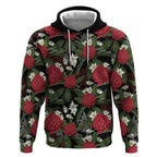 Australia Waratah Flannel Flower Hoodie Aussie Native Flowers Seamless Stylized - Aussie Hoodie