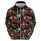 Australia Waratah Flannel Flower Hoodie Aussie Native Flowers Seamless Stylized - Aussie Hoodie
