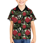 Australia Waratah Flannel Flower Kid Hawaiian Shirt Aussie Native Flowers Seamless Stylized - Aussie Hoodie