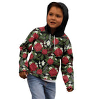 Australia Waratah Flannel Flower Kid Hoodie Aussie Native Flowers Seamless Stylized - Aussie Hoodie