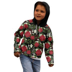 Australia Waratah Flannel Flower Kid Hoodie Aussie Native Flowers Seamless Stylized - Aussie Hoodie