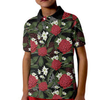 Australia Waratah Flannel Flower Kid Polo Shirt Aussie Native Flowers Seamless Stylized - Aussie Hoodie