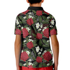 Australia Waratah Flannel Flower Kid Polo Shirt Aussie Native Flowers Seamless Stylized - Aussie Hoodie