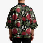 Australia Waratah Flannel Flower Kimono Aussie Native Flowers Seamless Stylized - Aussie Hoodie