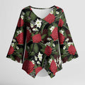 Australia Waratah Flannel Flower Kimono Sleeve Blouse Aussie Native Flowers Seamless Stylized - Aussie Hoodie