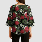 Australia Waratah Flannel Flower Kimono Sleeve Blouse Aussie Native Flowers Seamless Stylized - Aussie Hoodie