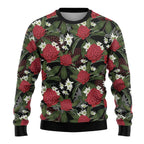 Australia Waratah Flannel Flower Ugly Christmas Sweater Aussie Native Flowers Seamless Stylized - Aussie Hoodie