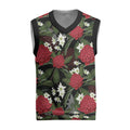 Australia Waratah Flannel Flower Christmas Knitted V-Neck Vest Aussie Native Flowers Seamless Stylized - Aussie Hoodie