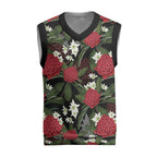 Australia Waratah Flannel Flower Christmas Knitted V-Neck Vest Aussie Native Flowers Seamless Stylized - Aussie Hoodie