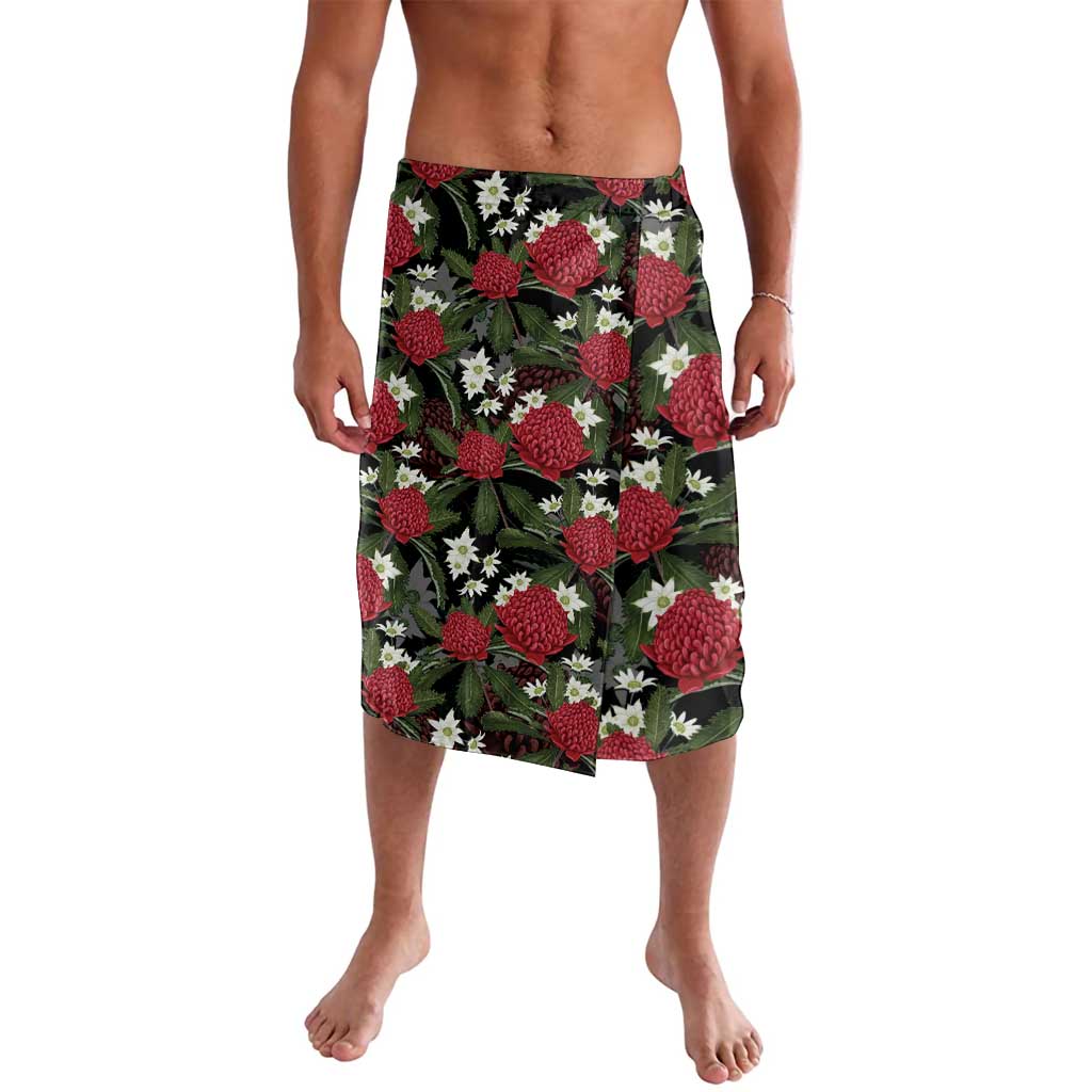 Australia Waratah Flannel Flower Lavalava Aussie Native Flowers Seamless Stylized - Aussie Hoodie