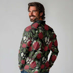 Australia Waratah Flannel Flower Long Sleeve Polo Shirt Aussie Native Flowers Seamless Stylized - Aussie Hoodie