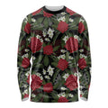 Australia Waratah Flannel Flower Long Sleeve Shirt Aussie Native Flowers Seamless Stylized - Aussie Hoodie