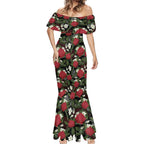 Australia Waratah Flannel Flower Mermaid Dress Aussie Native Flowers Seamless Stylized - Aussie Hoodie