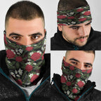 Australia Waratah Flannel Flower Neck Gaiter Aussie Native Flowers Seamless Stylized - Aussie Hoodie