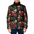 Australia Waratah Flannel Flower Padded Jacket Aussie Native Flowers Seamless Stylized - Aussie Hoodie