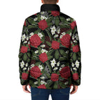 Australia Waratah Flannel Flower Padded Jacket Aussie Native Flowers Seamless Stylized - Aussie Hoodie