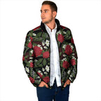 Australia Waratah Flannel Flower Padded Jacket Aussie Native Flowers Seamless Stylized - Aussie Hoodie