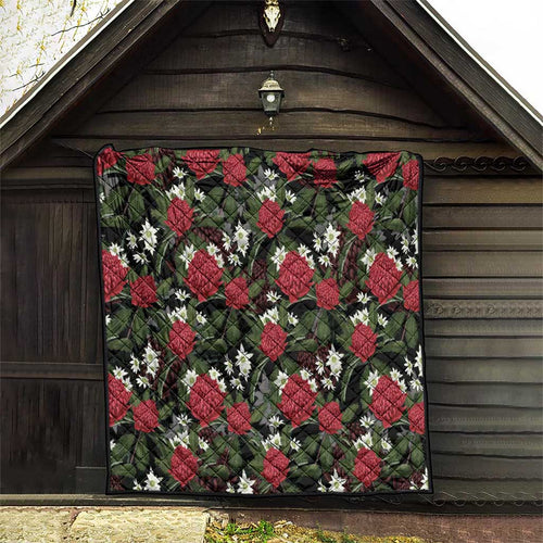 Australia Waratah Flannel Flower Quilt Aussie Native Flowers Seamless Stylized - Aussie Hoodie