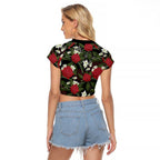 Australia Waratah Flannel Flower Raglan Cropped T Shirt Aussie Native Flowers Seamless Stylized - Aussie Hoodie