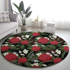 Australia Waratah Flannel Flower Round Carpet Aussie Native Flowers Seamless Stylized - Aussie Hoodie