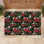 Australia Waratah Flannel Flower Rubber Doormat Aussie Native Flowers Seamless Stylized - Aussie Hoodie