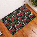 Australia Waratah Flannel Flower Rubber Doormat Aussie Native Flowers Seamless Stylized - Aussie Hoodie