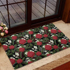 Australia Waratah Flannel Flower Rubber Doormat Aussie Native Flowers Seamless Stylized - Aussie Hoodie