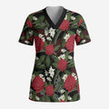 Australia Waratah Flannel Flower Scrub Top Aussie Native Flowers Seamless Stylized - Aussie Hoodie