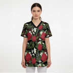 Australia Waratah Flannel Flower Scrub Top Aussie Native Flowers Seamless Stylized - Aussie Hoodie