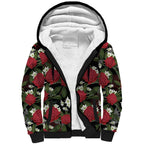 Australia Waratah Flannel Flower Sherpa Hoodie Aussie Native Flowers Seamless Stylized - Aussie Hoodie