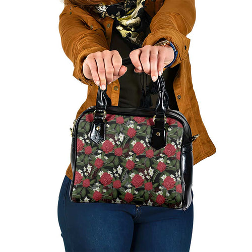 Australia Waratah Flannel Flower Shoulder Handbag Aussie Native Flowers Seamless Stylized - Aussie Hoodie