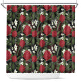 Australia Waratah Flannel Flower Shower Curtain Aussie Native Flowers Seamless Stylized - Aussie Hoodie