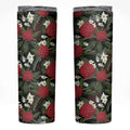 Australia Waratah Flannel Flower Skinny Tumbler Aussie Native Flowers Seamless Stylized - Aussie Hoodie