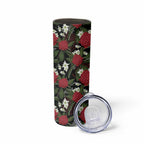 Australia Waratah Flannel Flower Skinny Tumbler Aussie Native Flowers Seamless Stylized - Aussie Hoodie