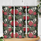 Australia Waratah Flannel Flower Skinny Tumbler Aussie Native Flowers Seamless Stylized - Aussie Hoodie