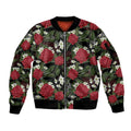 Australia Waratah Flannel Flower Sleeve Zip Bomber Jacket Aussie Native Flowers Seamless Stylized - Aussie Hoodie