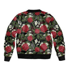 Australia Waratah Flannel Flower Sleeve Zip Bomber Jacket Aussie Native Flowers Seamless Stylized - Aussie Hoodie