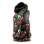 Australia Waratah Flannel Flower Sleeveless Hoodie Aussie Native Flowers Seamless Stylized - Aussie Hoodie