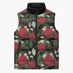 Australia Waratah Flannel Flower Sleeveless Puffer Jacket Aussie Native Flowers Seamless Stylized - Aussie Hoodie