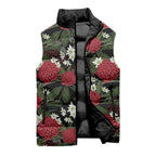 Australia Waratah Flannel Flower Sleeveless Puffer Jacket Aussie Native Flowers Seamless Stylized - Aussie Hoodie