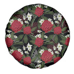 Australia Waratah Flannel Flower Spare Tire Cover Aussie Native Flowers Seamless Stylized - Aussie Hoodie