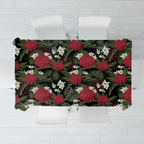 Australia Waratah Flannel Flower Tablecloth Aussie Native Flowers Seamless Stylized - Aussie Hoodie